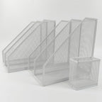 2 Set Desk Organizers, Metal Desk Magazine File Holder and 1 Pen Holder, 2 Compartments Mesh File Holder, Mesh Desktop Organizer and Storage (white) - color: 2 File Holder With Compartments white