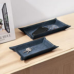 Navaris 2 x Empty Tray for Keys, Coins, Mobile Phones, Jewellery – Entrance Table for Office Bedside Tables - color: Dark Blue