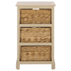 SAFAVIEH Home Collection – Halle Sand 3-Drawer Basket Storage Side Table, Coastal Accent Design, Fully Assembled (AMH5738G) - color: Sand