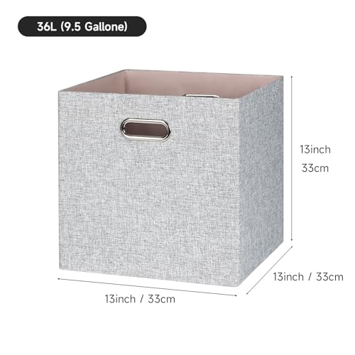 Posprica Collapsible Storage Bins,13×13 Foldable Storage Cube Boxes Fabric Drawer Fabric Storage Bins Vinyl Record Woven Gray, 4 Pack - color: Woven Gray, size: 13×13×13/4pcs