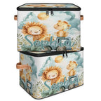 Custom Storage Basket with Name, Personalized Storage Bins with Zipper Lid, Foldable Fabric Storage Box Large capacity with Handle Lion Car - color: Option 22