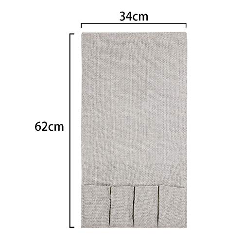 IPENNY Couch Sofa Armrest Organiser Chair TV Remote Holder Bed Storage Pocket Bag for Cellphone Tablet Notepad Book Magazines DVD Eyewears Drinker Snacks Holder Pouch - color: Beige(4 Outer Pocket + 1 Newspaper Pocket)