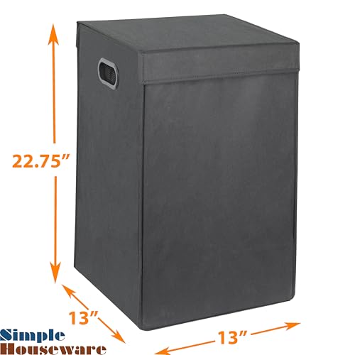 Simple Houseware Foldable Laundry Hamper Basket with Lid and Removable Bag, Dark Gray - color: Dark Grey