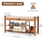 39.4in Shoe Rack Bench, Shoe Storage Bench with Lift Top Hidden Storage, Entryway Bench Holds Up to 330lb for Bedroom Living Room - size: 39.4in without Hooks