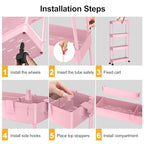 SPACELEAD Slim Storage Cart 4 Tier,Bathroom Organizer Rolling Utility,Mobile Shelving Unit Slide Out for Office, Kitchen, Laundry Room & Narrow Places,Pink - color: Pink