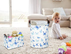 NTAOHAMPER Rectangular Blue Butterfly Storage Basket,baptism basket for favors,Collapsible Gift Basket with Handles,Kids Toys/Books Box(Blue Butterfly) - color: Blue Butterfly