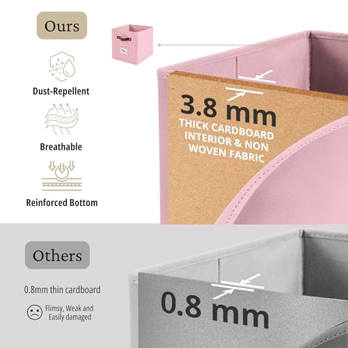 DECOMOMO Storage Bins, Cube Storage Bin with Labels, Fabric Storage Cubes for Shelves (10.5" x 11" / 6pcs, Pink) - color: Pink, size: Cube 11" / 6pcs