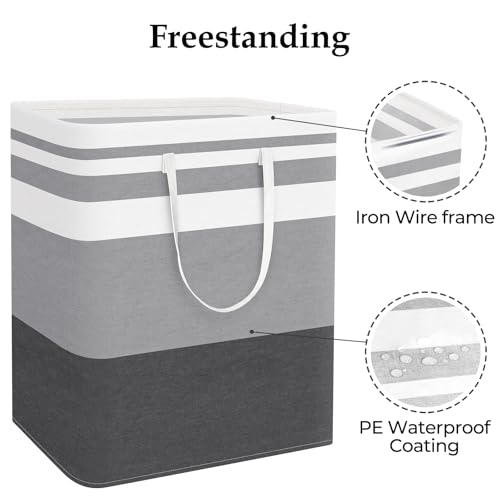 StorageRight Laundry Basket Hamper Large Collapsible Laundry Hamper with Easy Carry Handles，Freestanding Clothes Hampers for Laundry, Bedroom, Dorm, Clothes, Towels, 125L, Gradient Grey - color: Gradient Grey, size: 125L