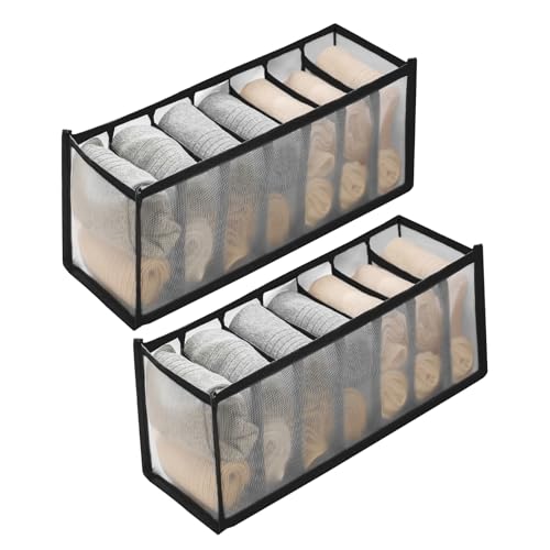 2 Pcs Underwear Storage Box Drawer Underwear Organizer Lingerie Organizer Compartment Storage Box for Wardrobe Drawer Use(Black) - color: Black-2pc