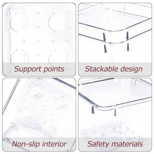 4 PCS Clear Plastic Drawer Organizer, Desk Drawer Divider Organizers and Storage Bins for Makeup, Jewelry, Gadgets for Kitchen, Bedroom, Bathroom, Office (9.0"x3.0"x2.2")