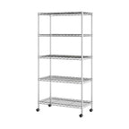 Seville Classics 5-Tier Wire Shelving with Wheels, 5-Tier, 30"" W x 14"" D (NEW MODEL), Chrome Plating, Plated Steel - color: Plated Steel, size: 5-Tier, 30" W x 14" D (NEW MODEL)