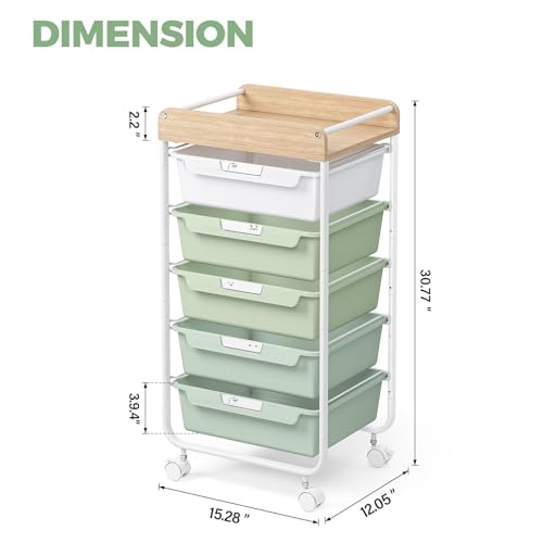 APEXCHASER Utility Cart with 5 Drawers,Rolling Storage Cart for Crafters Artists Kids Teacher Student Storage Arts Crafts & Sewing Study Supplies in Craft Room Dorm Classroom Kids Room-Green - color: Green, size: 5-Drawers