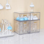 LALOBLUE Clear Stackable Drawer Organizer, 4 Pack Acrylic Storage Drawers with Pull-Out Design, Space-Saving Organizer for Bathroom, Vanity, Kitchen & Office - style: 2 small and 2 big