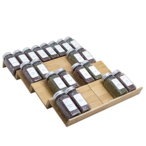 Bamboo Spice Rack Drawer Organizer - 8 Pieces Set- 7" Wide Per Piece - Combine Pieces Into 14" Wide Rack (7" or 14") - size: 14"