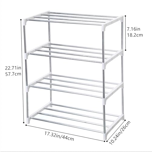 Jucaifu Stackable Small Shoe Rack, Entryway, Hallway and Closet Space Saving Storage and Organization (4-Tier, White) - color: White, size: 4-Tier