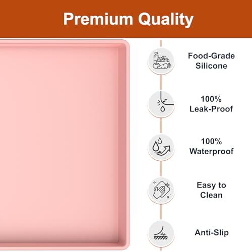 ukeetap Extra Thick Silicone Mat Waterproof with Raised Edge 22" x 19", Under Sink Mat for Kitchen & Bathroom, Kitchen Cabinet Liner, Multi-Purpose for Storage & Protection, Pink - color: Pink, size: 19"L x 22"W