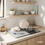 Umbra Udry Dish Rack and Microfiber Drying Mat – Space-Saving Design Folds Up for Easy Storage, Basic Rack, Dark Grey - color: Gray, style: Basic Rack
