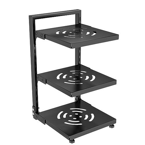 Pots and Pans Organizer for Cabinet Black Adjustable 3 Tier Pot Organizer Rack Under Sink or Floating Shelf Heavy Duty Kitchen Storage Organizers Pot Lid Organizer - color: Black, size: 3 Tier