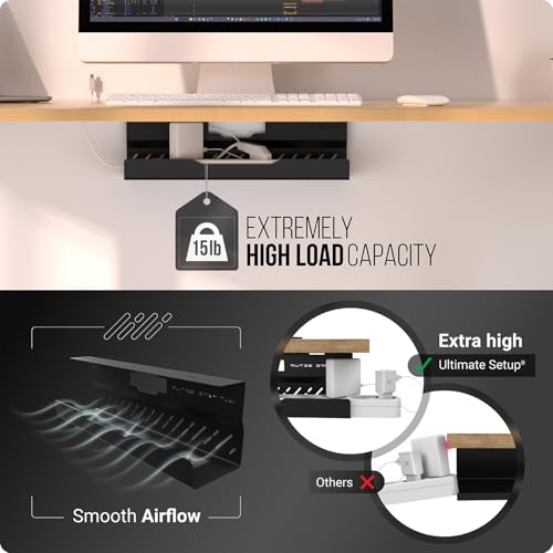 Under Desk Cable Management Tray no Drill – Wire Management - Cord Organizer – Huge Load Capacity – Under Desk Cable Tray no Drill (Black, 1 Piece Set) - color: Black, size: 1 piece set