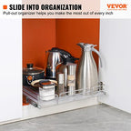VEVOR 15.5" Wx21 Dx3.5 H Pull Out Cabinet Organizer, Heavy Duty Slide Out Pantry Shelves, Chrome-Plated Steel Roll Out Drawers, Storage for Home Under Sink, 17" Wx22 Dx7 H Install Size for Cabinet - size: 15.5" Wx21 D