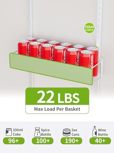 8-Tier Over the Door Pantry Organizer, Pantry Organization and Storage, Hanging Door Spice Rack Metal Shelving, Home & Kitchen Bedroom Bathroom, White - color: WhitePlate, size: 8-Tier