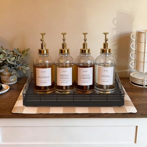 Large Bathroom Vanity Tray – 13" x 8" Oak Decorative Wooden Tray for Bathroom Countertop & Vanity Organizer, Rectangular Wood Tray for Perfume, Skincare, Storage, Vanity Dresser Counter Decor, Black - color: Black, size: 13" x 8" x 2"