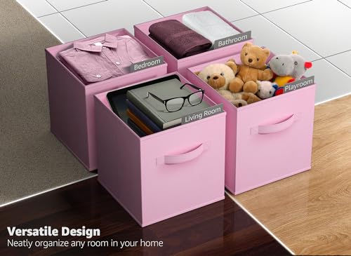 Sorbus Storage Cubes - 11 Inch Foldable Fabric Baskets for Organizing Pantry, Closet, Shelf, Toy Box, Cubby - 6 Collapsible Cloth Cube Storage Bins for Home, Nursery, Playroom, Bedroom (Pastel Pink) - color: Pastel Pink, size: 11 Inch