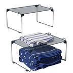 Neudeco Shelf Organizer - Stackable Cabinet Shelves - 2 Pack for Kitchen, Closet, Bathroom, Gray