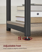 VASAGLE Side Table with Charging Station, 3-Tier End Table with USB Ports and Outlets, Nightstand for Living Room, Bedroom, 11.8 x 13.4 x 22.8 Inches, Plug-in Series, Greige and Black - color: Greige + Black