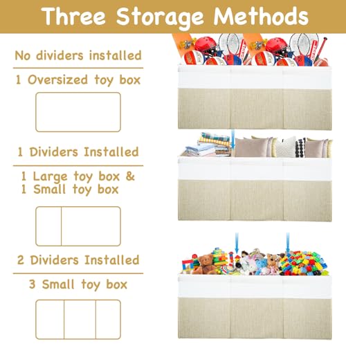 Large Toy Box Chest,Toy Storage Organizer,Storage Bins with Lids,Stuffed Animal Storage,Toy Bins for Kids,Toddlers,Baby,Girls,Nursery,Living Room,playroom(Beige) - color: Beige