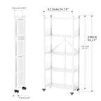 Folding Shelves No Assembly, 5 Tier Heavy Duty Foldable Storage Shelves with Wheels, 220LBS Per Shelf Metal Collapsible Rack for Garage Pantry, White - color: White/5-tier