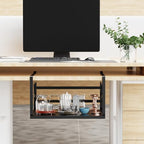 2 Pack Large Under Shelf Basket, Black Undershelf Storage Basket, Heavy Duty Slide-in Hanging Storage Basket, Metal Under Cabinet Organizer for Kitchen, Pantry, Desk, Bookshelf, Cabinet - size: 2 Pack Large Black