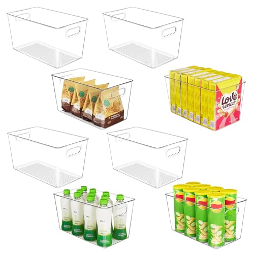 YIHONG Clear Plastic Storage Bins, 8 Pack Pantry Organizer Bins with Handle for Kitchen, Freezer,Cabinet,Closet Organization and Storage(XL) - size: XL(13"L x 7.4"W x 7"H)