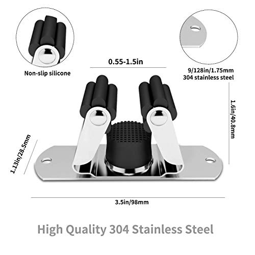 CWOVRS Broom Holder Wall Mount, 4 Pack Mop Holder Stainless Steel Mop and Broom Holder Heavy Duty Broom Hanger Wall Mount for Kitchen Garden Garage etc.