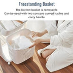 Japard 108 Liters Vertical Rolling Laundry Compact Hamper Ultra Slim, 4 Sorter Cart with Wheels and Breaks, 4-tier Baskets Detachable for Small Space, Dorm, Closet, Bathroom, Easy Assembly White Gray - size: 4 Tier