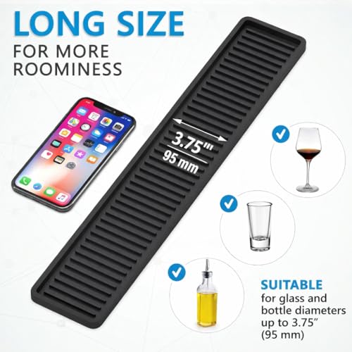 ZAPPOWARE Silicone Kitchen Sink Caddy Sponge Holder 11" x 4.33", Black - Bathroom Vanity Tray Organizer, Kitchen Soap Tray for Dish Scrubber, Soap Dispenser and Sponge - color: Black, size: 11" x 4.3" x 0.4"
