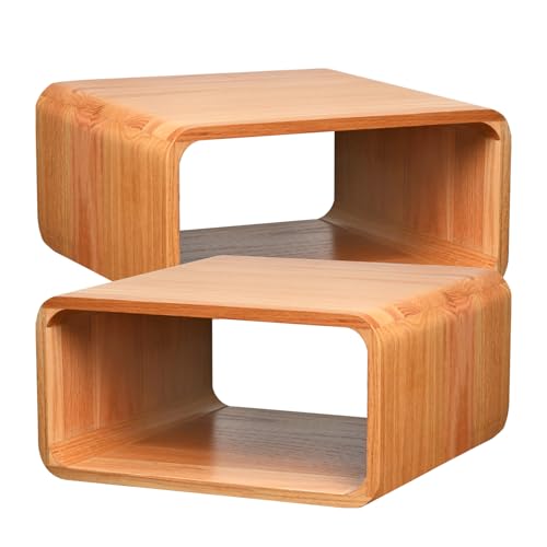 Wooden Cube Storage Bookcase Organizer, Bookshelf for Bedroom, Livingroom, Dormroom, Home Office, Studyroom, Home Decor and Contemporary Spaces (Red Oak | Pack of 2)