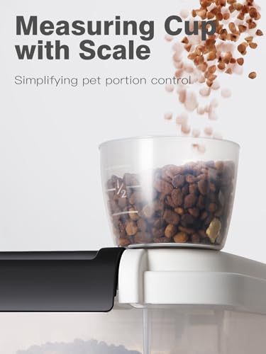 LivLab Mker Airtight Dog Food Storage Container 20 lbs, Pet Food Storage Bin with Lid 4 lbs & 6 lbs & 10 lbs, 3 Pack, Cat Treat Container, Stackable, 3 Measuring Cup, Save Space,White - color: 20LBS-3Pack-White-2