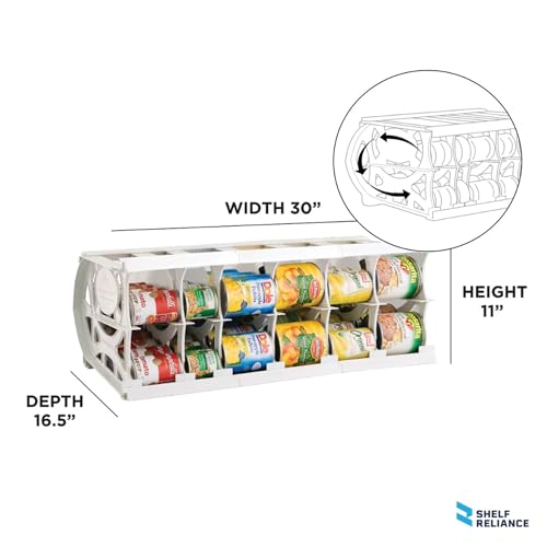 Shelf Reliance Cansolidator Pantry Plus - 2-Pack Can Organizer for Pantry, Stackable Soda Can Storage for Kitchen, Holds 60 Cans of Food or Soda - size: 2 Pack, style: 60 Soup Can