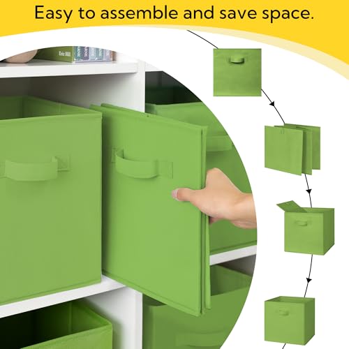 Cupic Cupid 11 Inch Storage Cube, Fabric Cube Storage Bin with Handles, Storage Cube Organizer for Clothes and Toys, Collapsible Cube Bins for Closet, Shelves, Nursery, 6-Pack, Green - color: Green, size: 11 Inch