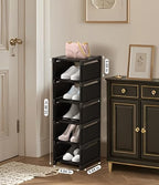 6-Tier Narrow Shoe Rack, Vertical Small Space Shoe Organizer, 9.84" Compact Slim Shoe Shelf for Closet & Entryway, Sturdy & Tool-Free Assembly, Adjustable Height for Boots - size: 6-Tier