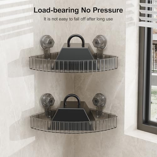 Shower Caddy Suction Cup Bathroom Shower Organizer for Bathroom Storage & Home Decor & Kitchen No Drilling Large Capacity Removable and Reusable Shower Shelves for Inside. (black, corner) - color: Black, size: Corner
