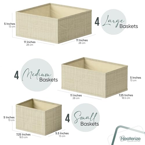 Drawer Organizer Clothes Set of 12 Beige - Dresser Organizer For Nursery, Bedroom, Closet - The Perfect Baby Clothes Organizers and Storage & General Nursery Organization or Dresser Drawer Organizers - color: Beige