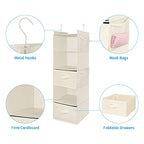 MAX Houser 5 Tier Shelf Hanging Closet Organizer, Cloth Hanging Shelf with 2 Sturdy Hooks for Storage, Foldable (Beige-D2) - color: Beige