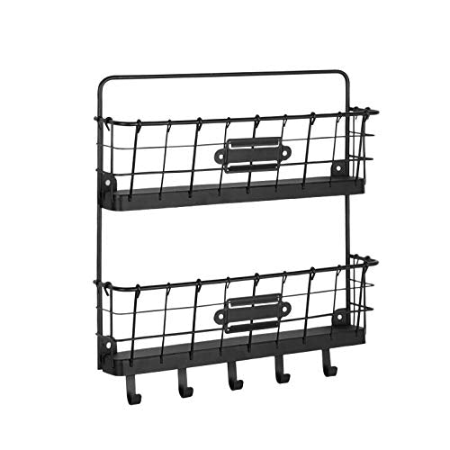 Spectrum Diversified Vintage Wall Mount Office or Entryway 2-Tier Letter Holder Organizer & Key Rack, One, Black (A14610) - color: Black