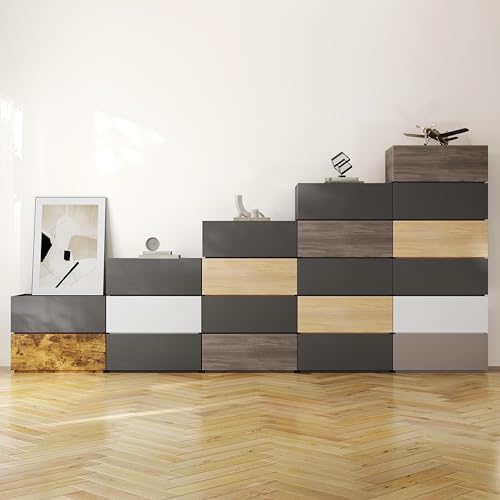 Modern Nightstand Modular Stackable Drawers Modular Storage Bedroom Furniture Set - Bedside Table, Storage Cabinet, Sofa End Table for Bedroom Living Room Hallway Entryway Black Small - color: Black, size: Small (18" Width)