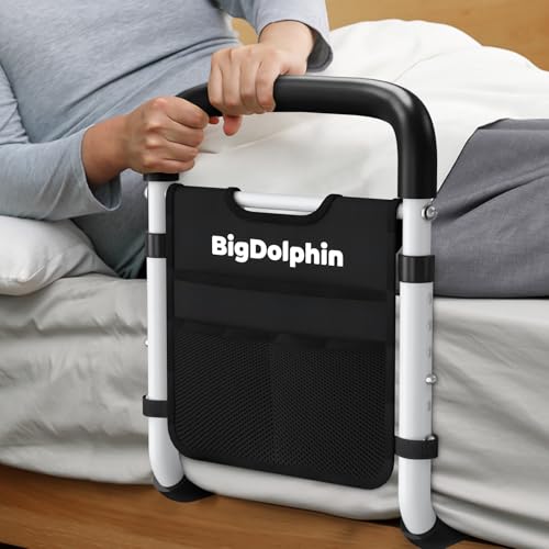 Bed Rails for Elderly Adults - ASTM Approved Adjustable Bed Cane with Non-Slip Ergonomic Handle & Storage Pocket, Bed Railings for Seniors Hold up to 350 LBS, Tool-Free - size: Medium
