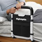 Bed Rails for Elderly Adults - ASTM Approved Adjustable Bed Cane with Non-Slip Ergonomic Handle & Storage Pocket, Bed Railings for Seniors Hold up to 350 LBS, Tool-Free - size: Medium