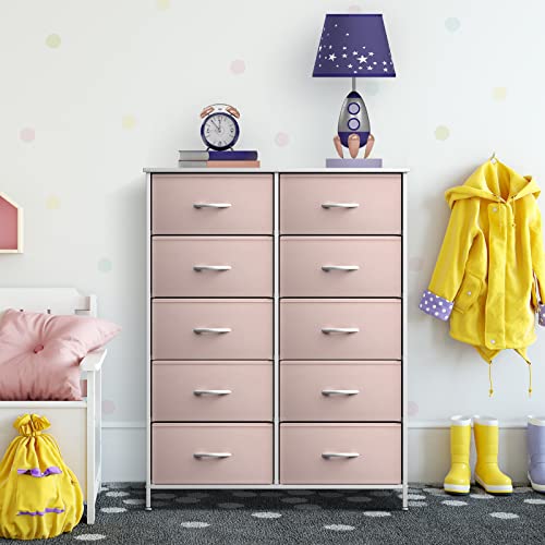 Sorbus Kids Dresser with 10 Drawers - Storage Unit Organizer Chest for Clothes - Bedroom, Kids Room, Nursery, & Closet (Pink, 34 x 12 x 47-10 Drawer) - color: Pink, size: 10 Drawer