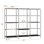 MOGELAFOO 83" Closet Wardrobe, Portable Closet for Bedroom, Freestanding Clothes Rack with Non-Woven Fabric Cover, 5 Hanging Rods, 6 Storage Shelves, Clothes Storage Organizer, Black